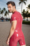 Men Latex Bodysuits Short sleeved Surfsuit Sports