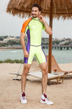 Men Latex Bodysuits Multicolor Shoulder Zip Surfsuit