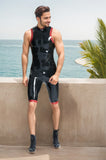 Men Black Latex Bodysuits Waverider Sleeveless