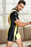 Men Latex Bodysuits Tricolor Short  Sleeved Surfsuit