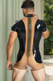 Men Black Translucent Latex Bodysuits Surfsuit Sports