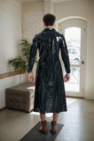 Men Latex Coats Three quarter Length Godfather Gangster