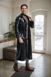 Men Latex Coats Three quarter Length Godfather Gangster