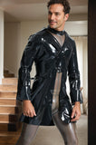 Men Latex Jackets & Coats Musketeer Style Formal Stylish Black Cut Out