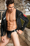Men Latex Jackets & Coats Zippered Asymmetrical Biker Edgy Black