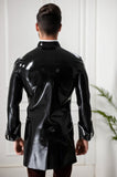 Men Latex Jackets & Coats Retro Victorian Pirate Metal Buttons Black Cool