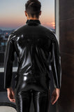 Men Latex Jackets Front Zip Motorcycle Biker Boy