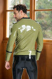 Men Latex Jackets Male Military Cadet Tunic Jacket Suit  Style Gentleman s Green
