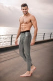 Men Latex Leggings Sailor-front Grey Black Translucent