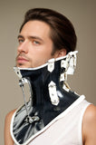 Latex Neck Corset Decorative With Metal Rod For Fastening Fetish Collar