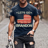 Man T Shirt Cotton Short Sleeve Flag Pattern Printed T-shirt