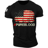 Man T Shirt Cotton round Neck Heat Transfer Patch Short Sleeve Shirt