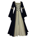 Betty Draper Valentine's Day Dress Long Sleeve Flared Sleeves Lace-up Long Dress