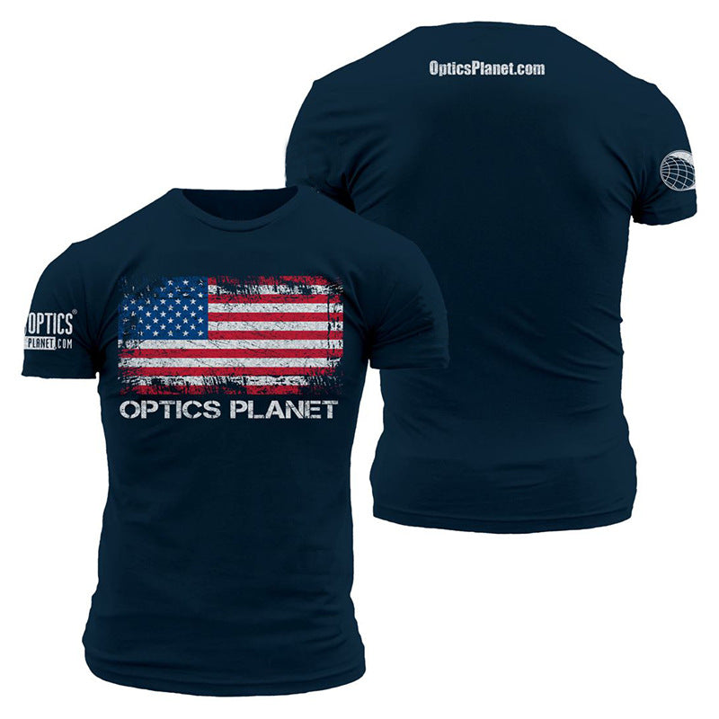 Man T Shirt Cotton round Neck Heat Transfer Patch Short Sleeve Shirt