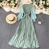 Betty Draper Valentine's Day Dress Women's Clothing Spring French Dress Long Pleated Skirt