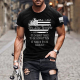 Man T Shirt Cotton Short Sleeve Heat Transfer Patch Printed American Flag Pattern round Neck T-shirt