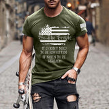 Man T Shirt Cotton Short Sleeve Heat Transfer Patch Printed American Flag Pattern round Neck T-shirt