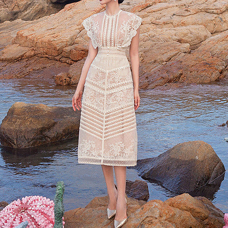 Betty Draper Valentine 'S Day Dress Crochet Lace Temperament Embroidered Court Dress