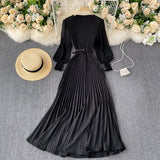 Betty Draper Valentine's Day Dress Women's Clothing Spring French Dress Long Pleated Skirt