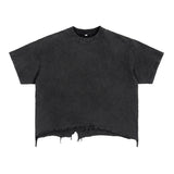 Etai men's clothing high-quality pure cotton distressed boxy short-sleeve men's t-shirt - vintage streetwear ripped tee