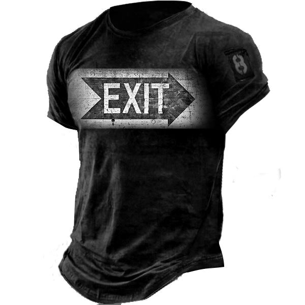 Man T Shirt Cotton round Neck Heat Transfer Patch Short Sleeve Shirt