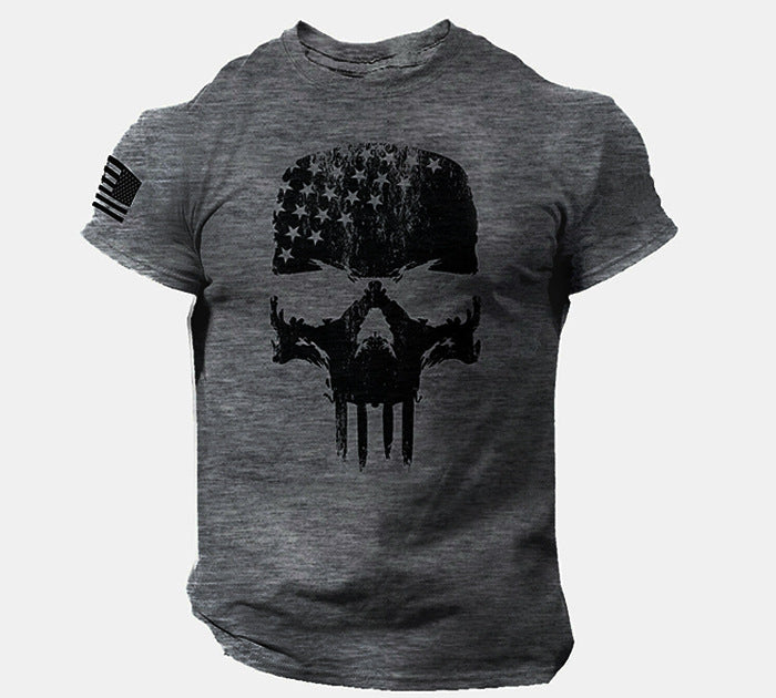 Man T Shirt Printed Straight Sports Green T-shirt