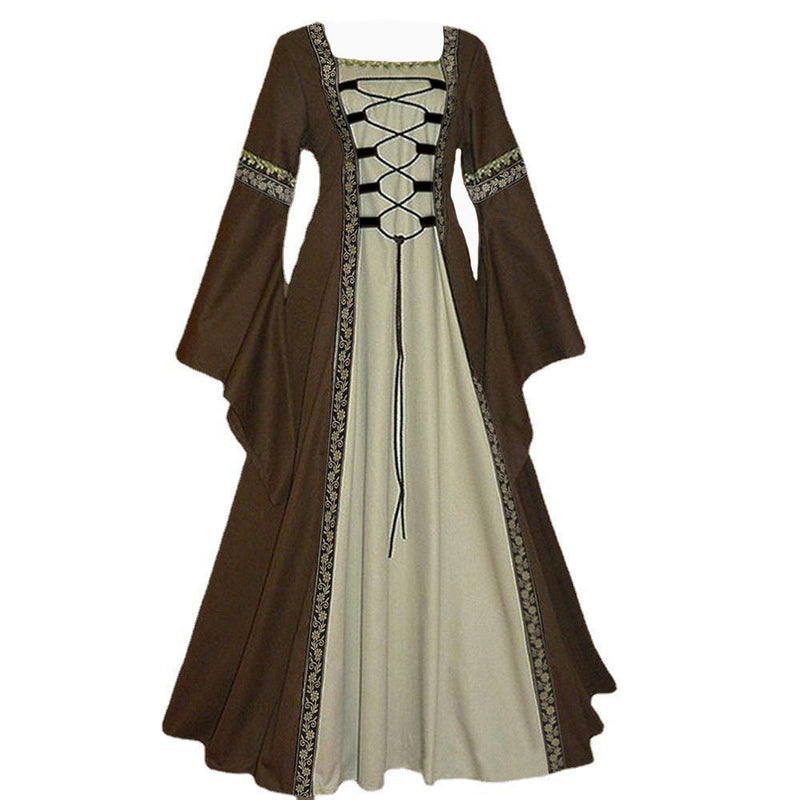 Betty Draper Valentine's Day Dress Long Sleeve Flared Sleeves Lace-up Long Dress