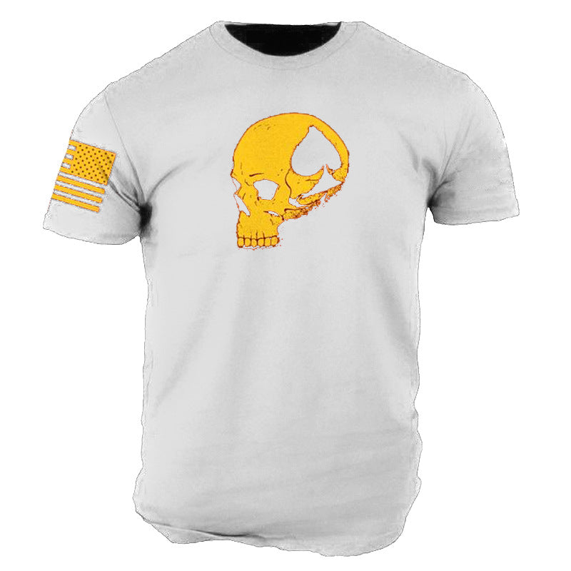 Man T Shirt Spring and Autumn Thin Printing Youth Casual Cotton Loose Gray Bottoming Shirt