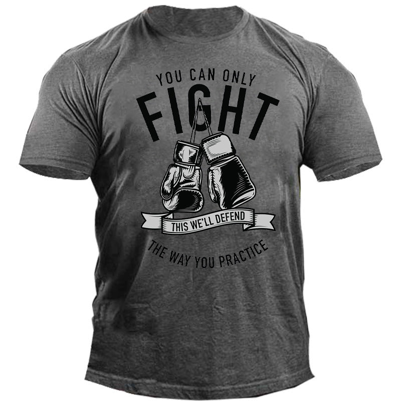 Man T Shirt Spring and Autumn Cotton Sports Black Youth Letter Loose T-shirt