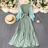 Betty Draper Valentine's Day Dress Women's Clothing Spring French Dress Long Pleated Skirt