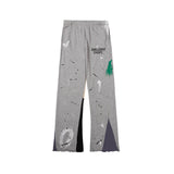 GD Flared Trousers Hand-Painted Paint-Splashing Style Graffiti Distressed Casual Trousers