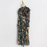 Betty Draper Valentine's Day Dress Spring Vintage Printed Collar Long Dress