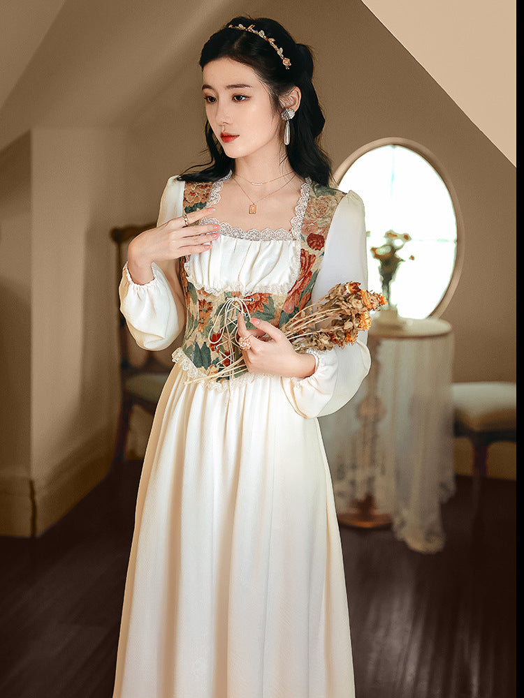 Betty Draper Valentine's Day Dress Spring and Autumn Retro Dress Gentle Flower Skirt Fairy Dress