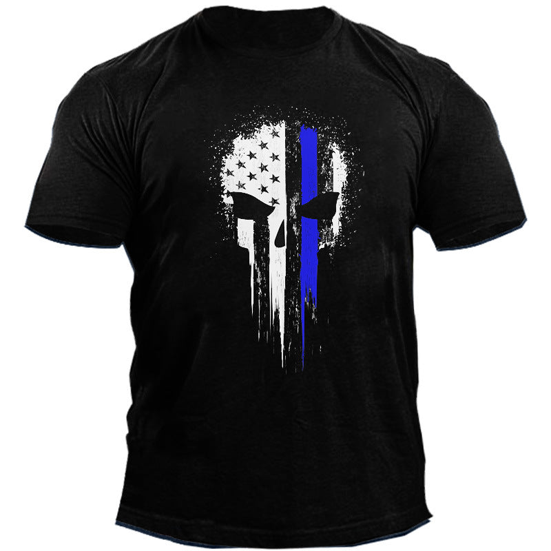 Man T Shirt Youth Spot Goods in Black Cotton