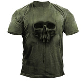 Man T Shirt Printed Straight Sports Green Cotton T-shirt