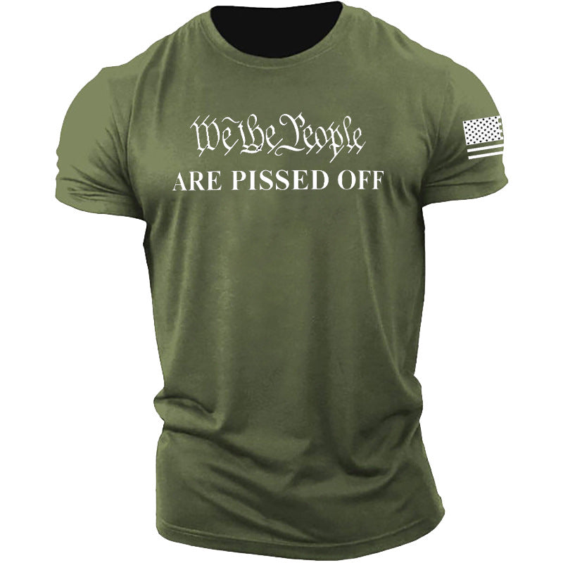 Man T Shirt Summer Letter Cotton Slim Sports Green Youth T-shirt