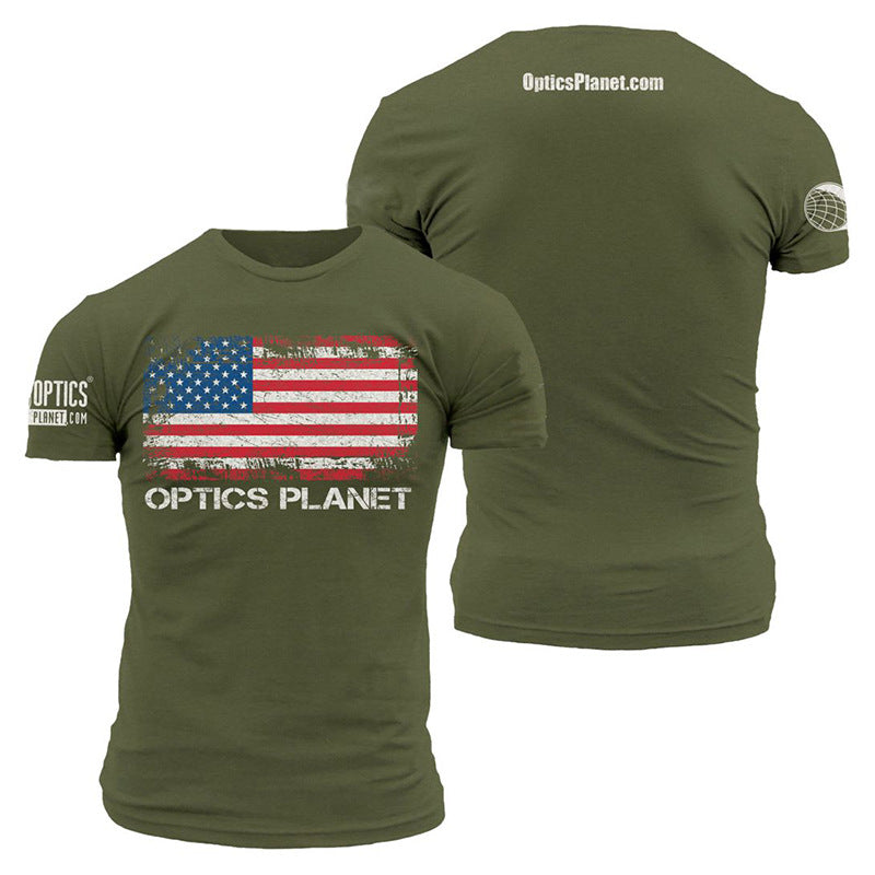 Man T Shirt Cotton round Neck Heat Transfer Patch Short Sleeve Shirt