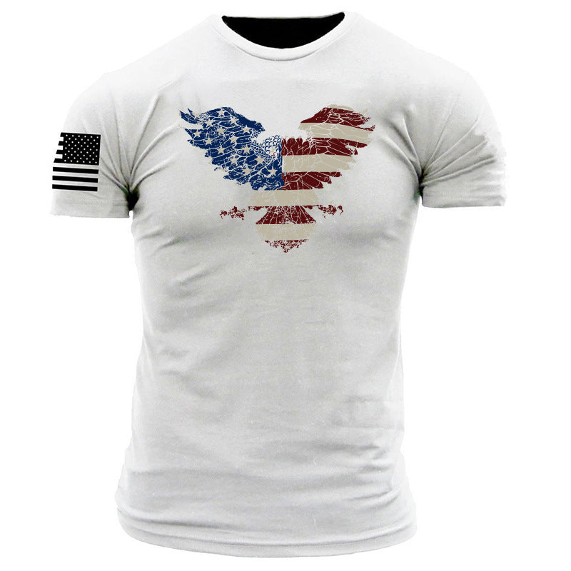 Man T Shirt Cotton round Neck Heat Transfer Patch Short Sleeve Shirt