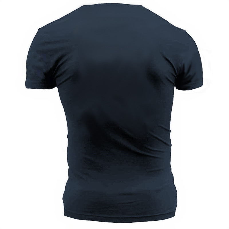 Man T Shirt Youth Navy Blue Sports Straight T-shirt