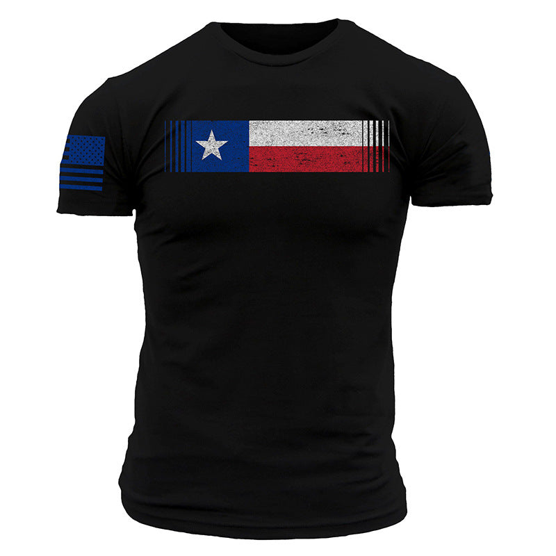 Man T Shirt Cotton round Neck Heat Transfer Patch Short Sleeve Shirt
