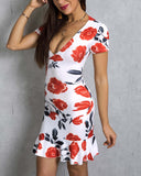 Valentine's Day Outfits Printed Backless V-neck Fashion Slim Dress