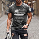 Man T Shirt Cotton Short Sleeve Heat Transfer Patch Printed American Flag Pattern round Neck T-shirt
