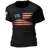 Man T Shirt Cotton Loose Blue Pullover Short Sleeve Print