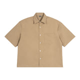 Men's boxy fit short sleeve workwear style shirt - summer casual heavyweight men's shirt