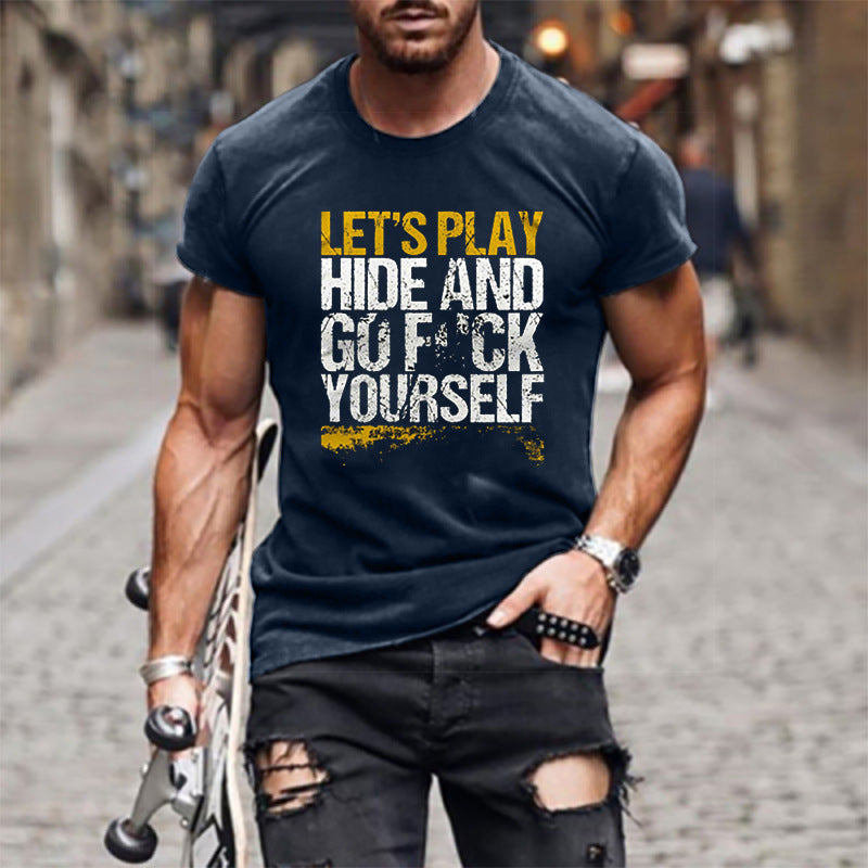 Man T Shirt Cotton round Neck Heat Transfer Patch Short Sleeve Shirt