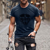 Man T Shirt Printed Straight Sports Green Cotton T-shirt