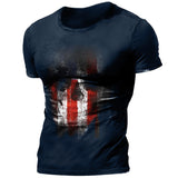 Man T Shirt Cotton round Neck Heat Transfer Patch Short Sleeve Shirt
