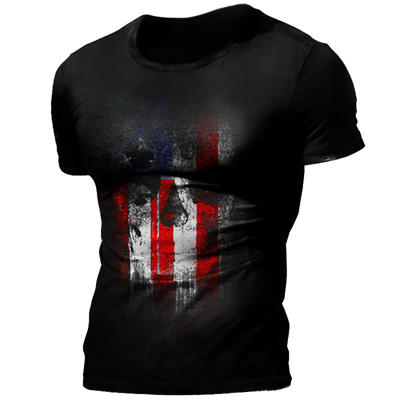 Man T Shirt Cotton round Neck Heat Transfer Patch Short Sleeve Shirt