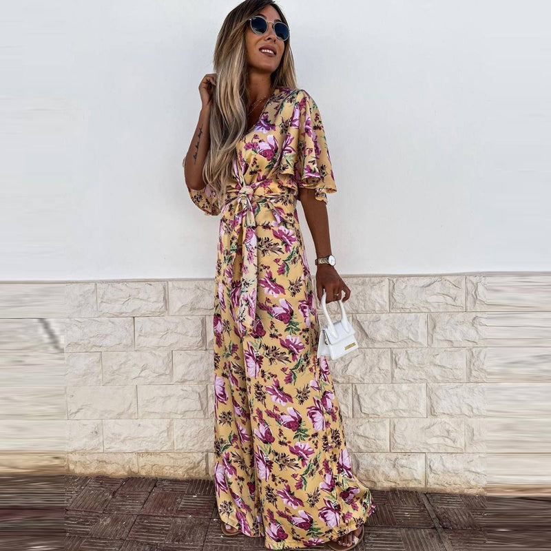 Gypsy Girl Outfits Jumpsuit Puff Sleeve T-shirt in Yellow