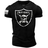 Man T Shirt Cotton round Neck Heat Transfer Patch Short Sleeve Shirt